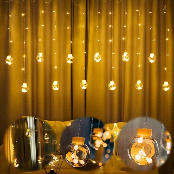12 Ball 138 Led 8.2 feet Wish Ball Curtains String Lights Window Curtain Lights Sourced for Indoor Outdoor Decoration in Wedding, Party, Birthday 