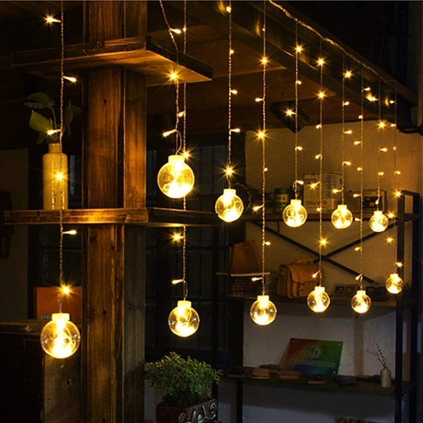 12 Ball 138 Led 8.2 feet Wish Ball Curtains String Lights Window Curtain Lights Sourced for Indoor Outdoor Decoration in Wedding, Party, Birthday 