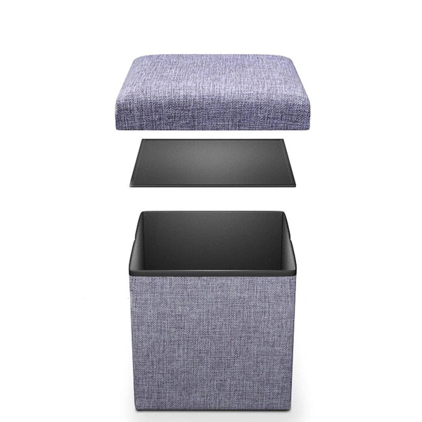Living Room Cube Shape Sitting Stool with Storage Box. Foldable Storage Bins Multipurpose Clothes, Books, and Toys Organizer with Cushion Seat