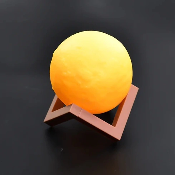  Moon Night Lamp Yellow Color with Wooden Stand Night Lamp for Bedroom - Warm White(Yellow)