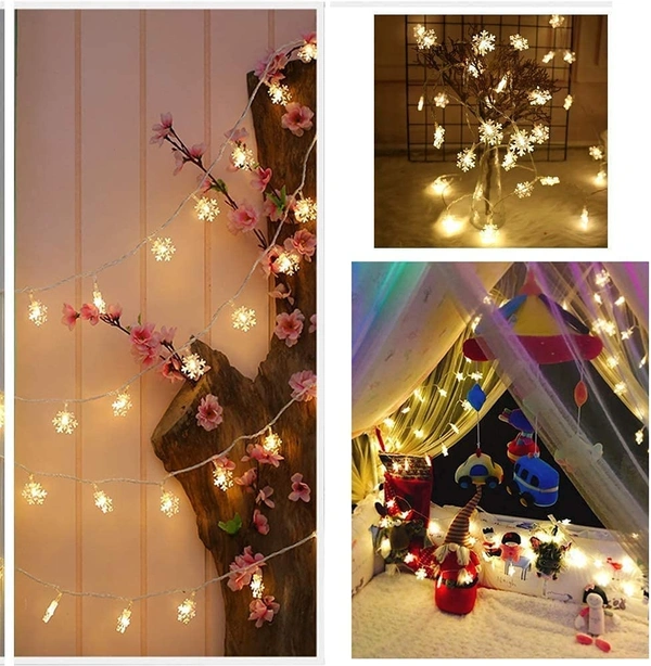 Christmas Snowflake Lights AC Powered Waterproof 16 LED 3M Garden Fairy Lights for Christmas Festival Home Party Decoration