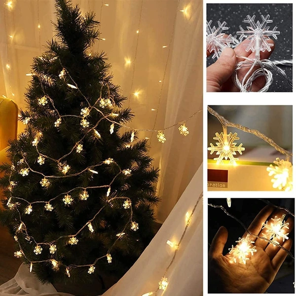 Christmas Snowflake Lights AC Powered Waterproof 16 LED 3M Garden Fairy Lights for Christmas Festival Home Party Decoration