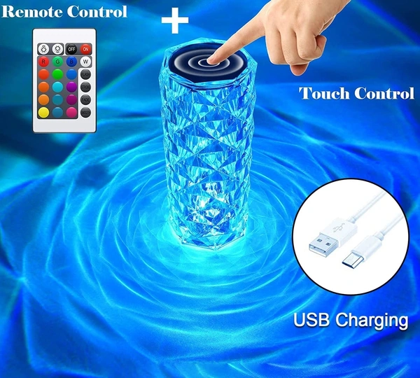 Rose Diamond Usb Charging Table Touch Lamp - Multicolor
