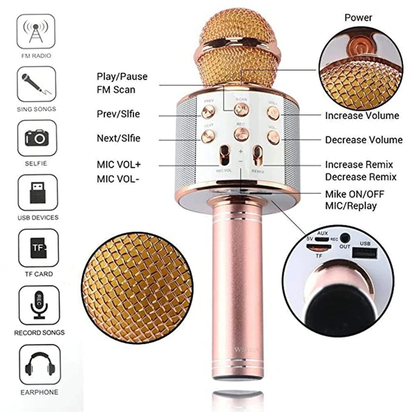 Wireless Bluetooth Recording Condenser Handheld Microphone Bluetooth Speaker Audio Recording Karaoke with Mic (Multicolor 1 Pc)
