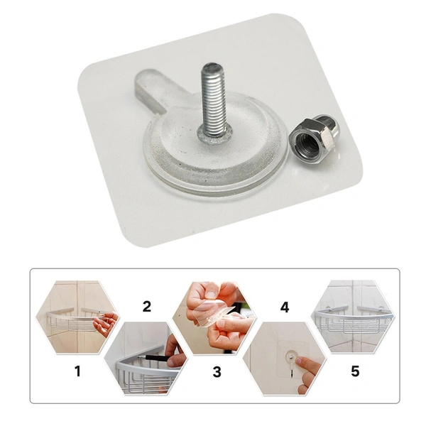 Adhesive Screw Wall Hook used in all kinds of places including household and offices for hanging and holding stuffs etc.(Pack Of 5)