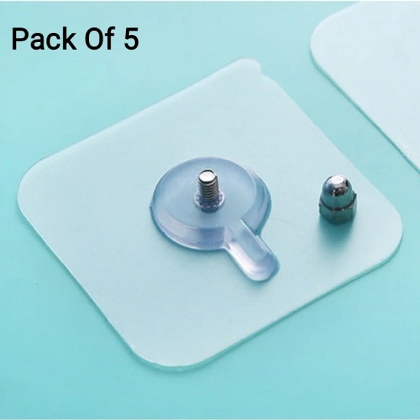 Adhesive Screw Wall Hook used in all kinds of places including household and offices for hanging and holding stuffs etc.(Pack Of 5)