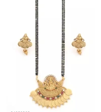 Shree Laxmi Coin Temple Beautiful Jewellery Mangalsutra With Earrings For Women