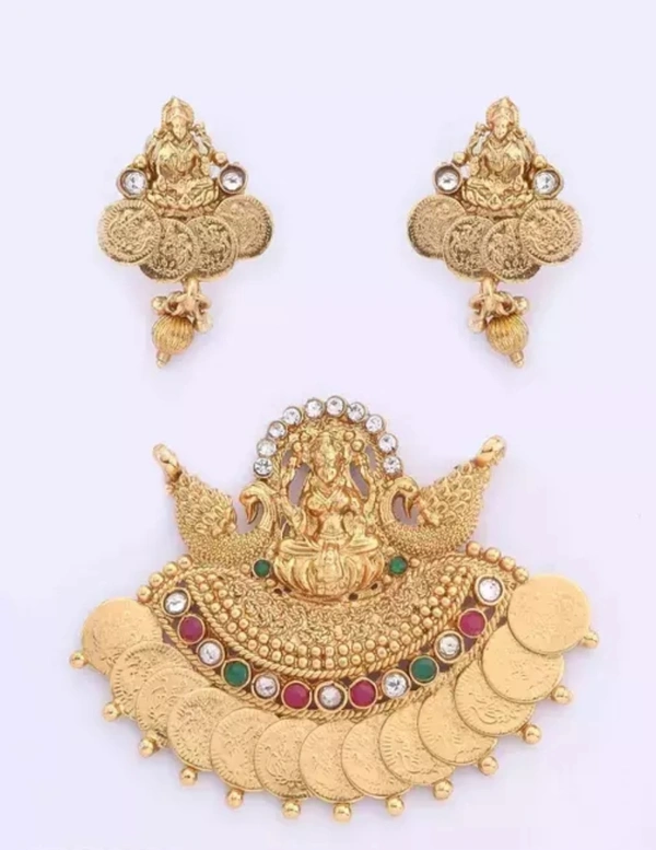 Shree Laxmi Coin Temple Beautiful Jewellery Mangalsutra With Earrings For Women
