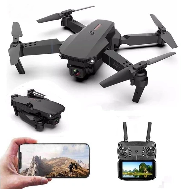  Foldable Toy Drone with HQ WiFi Camera Remote Control for Kids Quadcopter with Gesture Selfie, Flips Bounce Mode, App One Key Headless Mode functionality (Black colour)