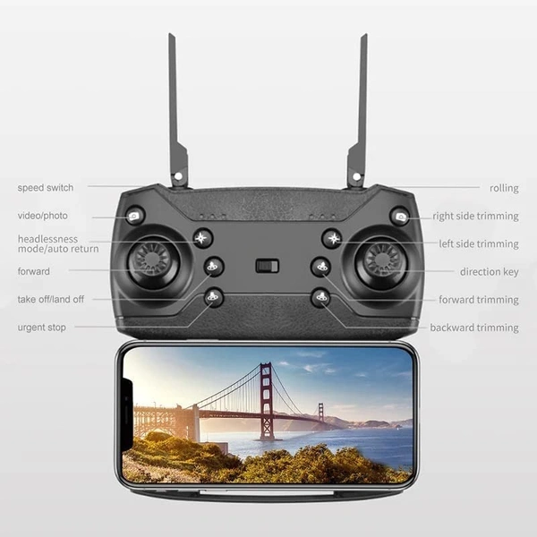  Foldable Toy Drone with HQ WiFi Camera Remote Control for Kids Quadcopter with Gesture Selfie, Flips Bounce Mode, App One Key Headless Mode functionality (Black colour)