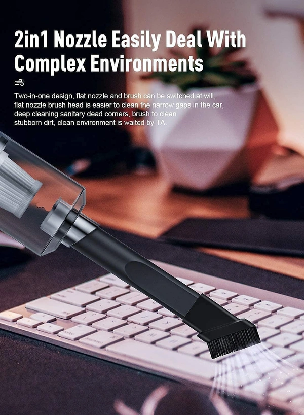  Vacuum Cleaner Dust Collection and Lighting 2 in 1 Car Vacuum Cleaner 120W High-Power Handheld Wireless Vacuum Cleaner Home Car Dual-use Portable USB Rechargeable