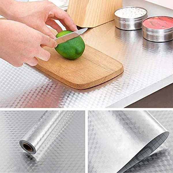 2 METER ALUMINIUM FOIL STICKER USED IN ALL KITCHEN PURPOSES TO PREVENT OILY AND GREASY STAINS OF FOOD WHILE COOKING.