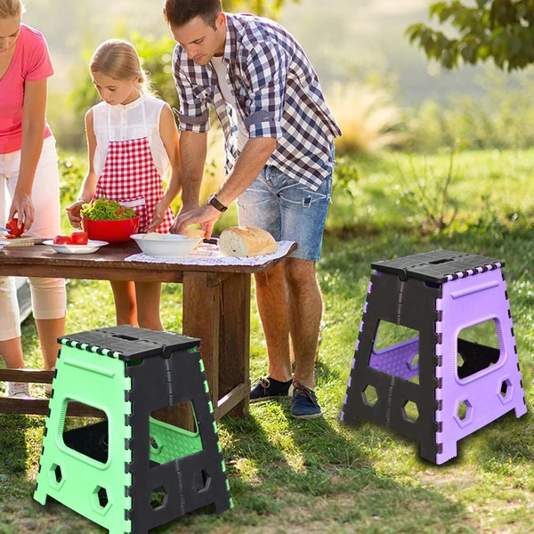 Handle Folding Stool 18 inch for Kids & Adults, Kitchen Garden Bathroom Stepping Stool  - Green