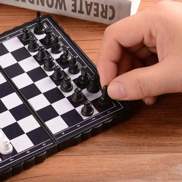 Chess Board 5"x5" Magnetic Chessboard Game Set with Folding Travel Portable Case Travel Chessgame Premium Classic Black & Ivory Color Pieces Prefect Gift for Kids and Adults 