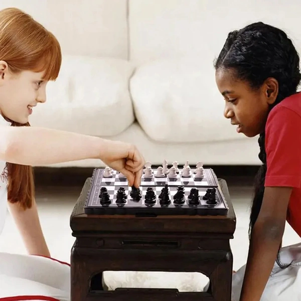 Chess Board 5"x5" Magnetic Chessboard Game Set with Folding Travel Portable Case Travel Chessgame Premium Classic Black & Ivory Color Pieces Prefect Gift for Kids and Adults 