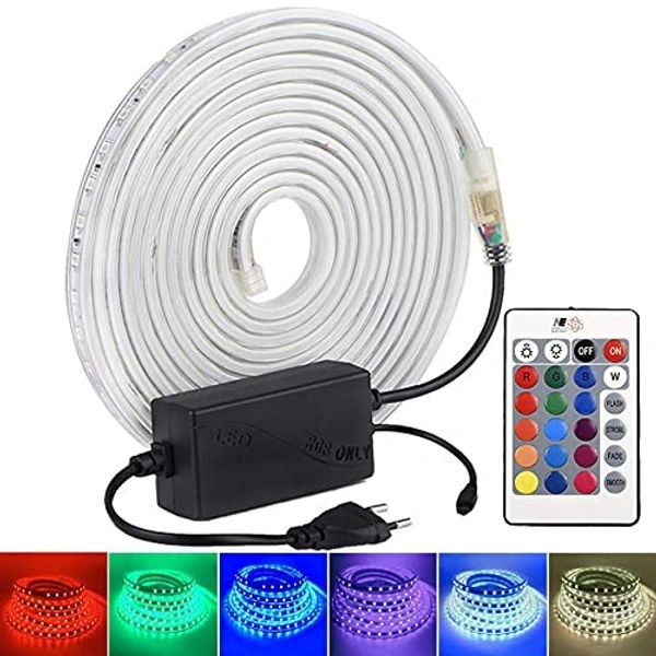 15mtr Multicolor LED Strip Rope Light with Remote & Cord Fixed