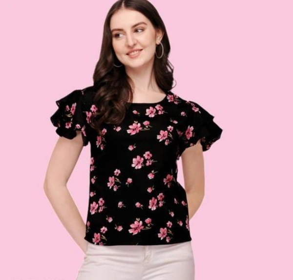 Attigo new and trending floral top with stylish sleeves - M