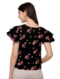 Attigo new and trending floral top with stylish sleeves - XL