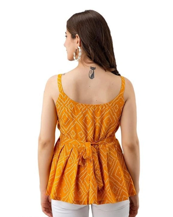 Womens Casual Sleeveless Printed Top - S, Web Orange