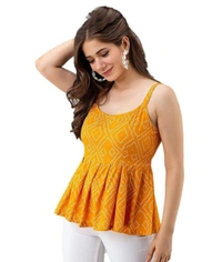 Womens Casual Sleeveless Printed Top - S, Web Orange