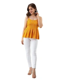 Womens Casual Sleeveless Printed Top - S, Web Orange