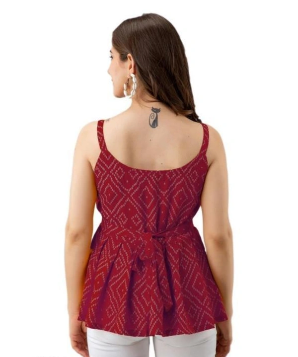 Womens Casual Sleeveless Printed Top - L, Bright Red