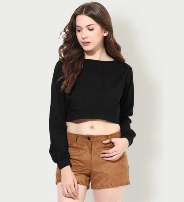 SELVIKE Urbane Modern Stylish Women Crop Top Full Sleeve - Black, M