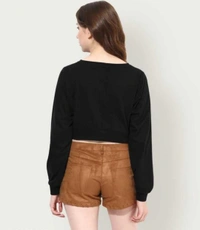 SELVIKE Urbane Modern Stylish Women Crop Top Full Sleeve - Black, M