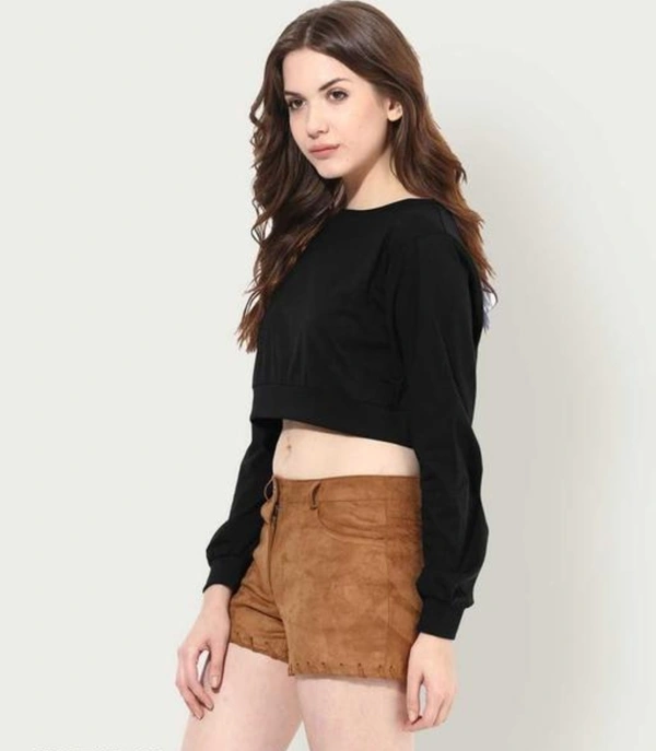 SELVIKE Urbane Modern Stylish Women Crop Top Full Sleeve - Black, M