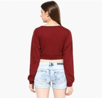 SELVIKE Urbane Modern Stylish Women Crop Top Full Sleeve - Bright Red, M