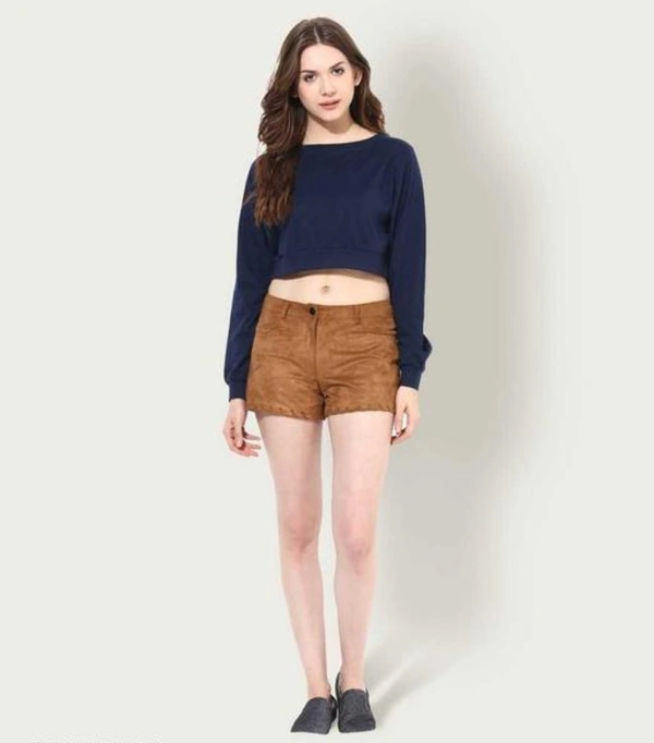 SELVIKE Urbane Modern Stylish Women Crop Top Full Sleeve - Navy Blue, M