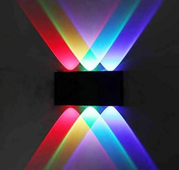  6 Ray Oval Up-Down LED Outdoor IP65 Exterior Wall Step Light Fixture Waterproof Lamp (RED+Green+Blue, Black Body) 12 Watts (6 Way)(Metal)