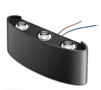  6 Ray Oval Up-Down LED Outdoor IP65 Exterior Wall Step Light Fixture Waterproof Lamp (RED+Green+Blue, Black Body) 12 Watts (6 Way)(Metal)