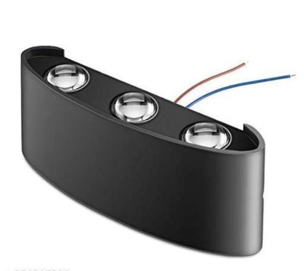  6 Ray Oval Up-Down LED Outdoor IP65 Exterior Wall Step Light Fixture Waterproof Lamp (RED+Green+Blue, Black Body) 12 Watts (6 Way)(Metal)