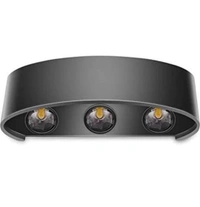  6 Ray Oval Up-Down LED Outdoor IP65 Exterior Wall Step Light Fixture Waterproof Lamp (RED+Green+Blue, Black Body) 12 Watts (6 Way)(Metal)