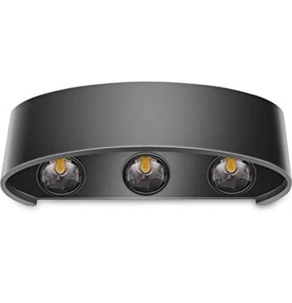  6 Ray Oval Up-Down LED Outdoor IP65 Exterior Wall Step Light Fixture Waterproof Lamp (RED+Green+Blue, Black Body) 12 Watts (6 Way)(Metal)