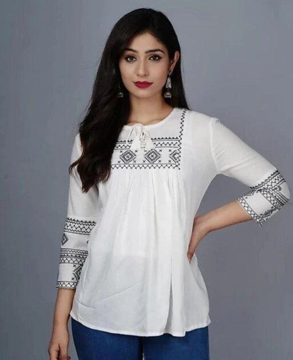 Jaya Garment Embroidery tops - White, M