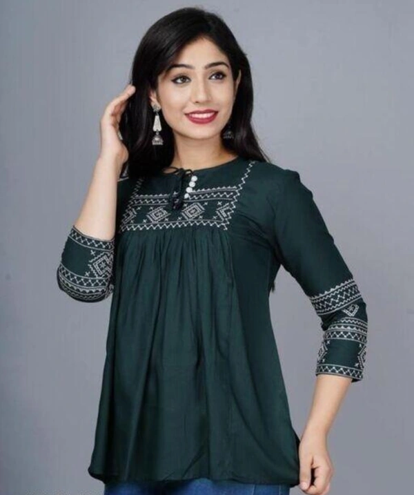Jaya Garment Embroidery tops - Sherpa Blue, S