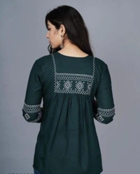 Jaya Garment Embroidery tops - Sherpa Blue, L