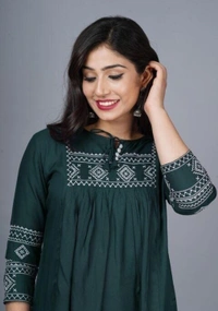 Jaya Garment Embroidery tops - Sherpa Blue, XL