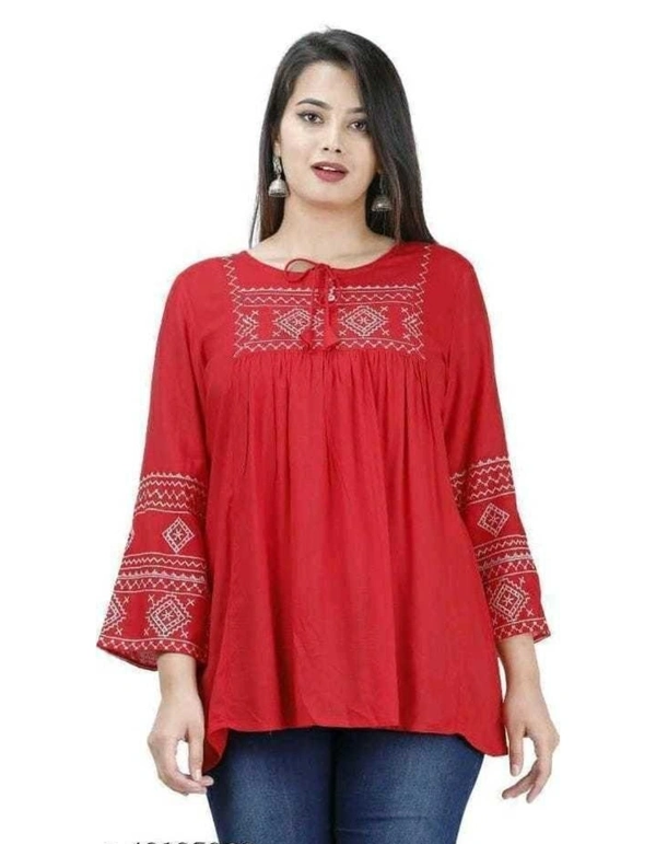 Jaya Garment Embroidery tops - Red, M