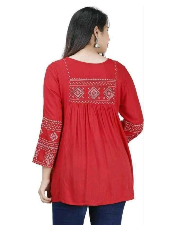 Jaya Garment Embroidery tops - Red, M