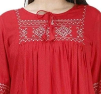 Jaya Garment Embroidery tops - Red, M