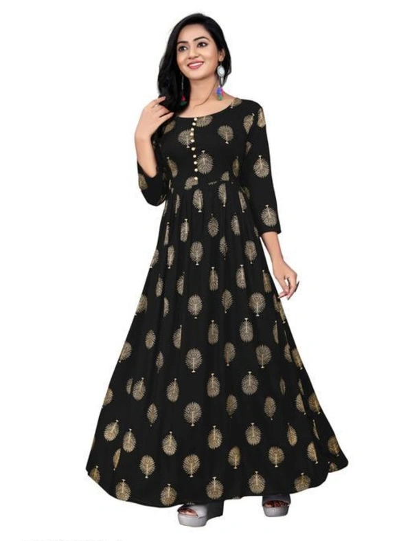 Trendy Women's FOIL LONG GOWN - Black, S