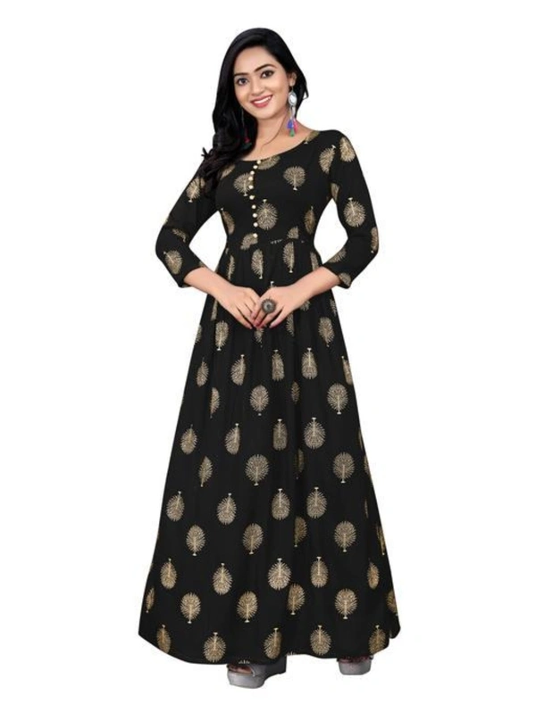 Trendy Women's FOIL LONG GOWN - Black, M