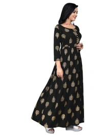 Trendy Women's FOIL LONG GOWN - Black, M
