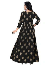 Trendy Women's FOIL LONG GOWN - Black, L