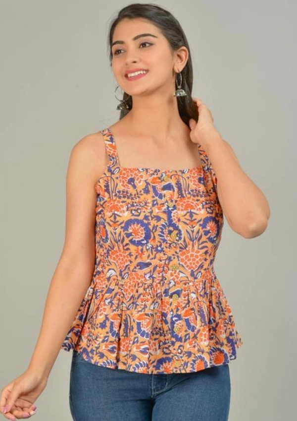 Cotton Printed Steptop Orange