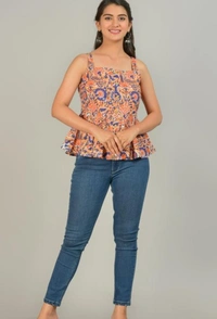 Cotton Printed Steptop Orange