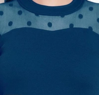 Leoty Women's Western Polka Dot Long Sleeve Stylish Top - Navy Blue, XL